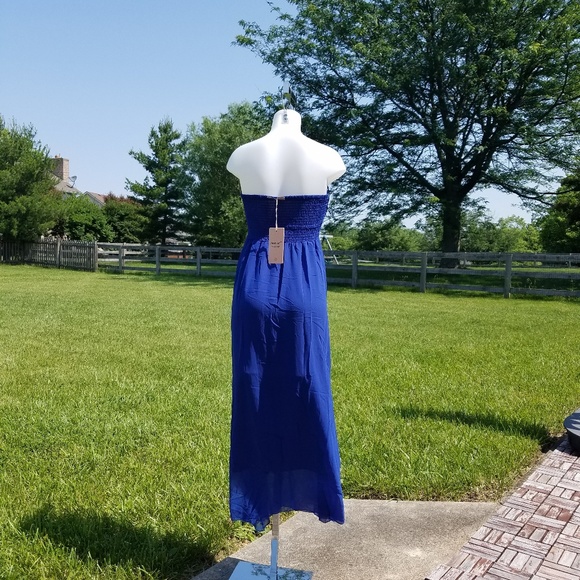 Sweet Girl Blue Strapless Chiffon Summer Dress - Picture 3 of 3